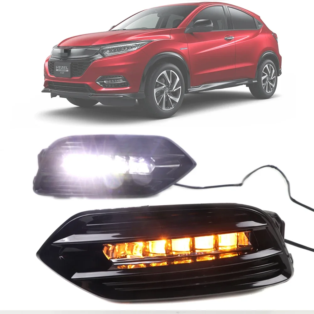 DRL for Honda Vezel HR-V 2019 LED Daytime Running Light Day Light with Turn Signal Lamp