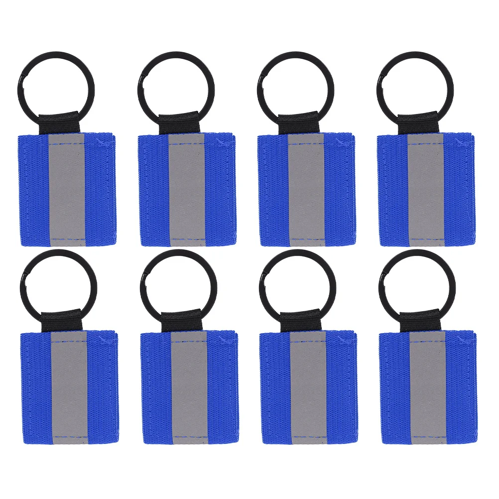 

8pcs Reflective Keychain Tags High Visibility Durable Nylon Aluminum Alloy For Backpack Handbag Zippers Outdoor Safety Gear