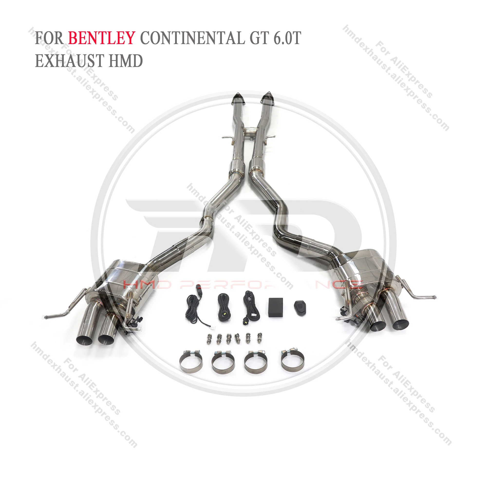 HMD Exhaust System Stainless Steel Performance Catback for Bentley Continental GT 6.0T  Muffler With Valve Quad Tips