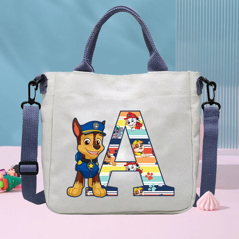

Paw Patrol Canvas Shoulder Bag for Boys Girls Cartoon Letter Printed Crossbody Bags Students Portable Fashion Handbag Tote-bag