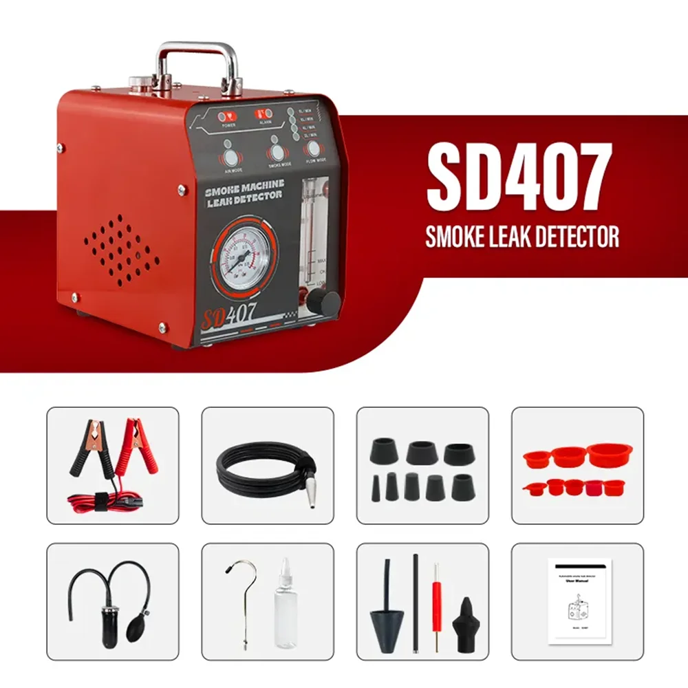 

12V Dual Mode Automotive Smoke Machine Leak Detector with Adjustable Pressure Gauge Car Pipe Leakage Tester