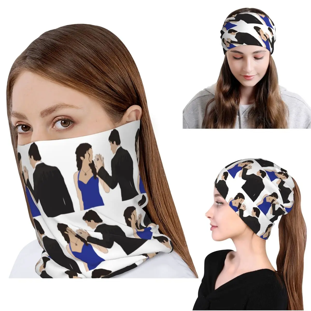 

The Vampire Diaries Damon Salvatore And Elena Bandana Neck Gaiter Magic Scarf Warm Face Mask Beanies Hat Unisex Adult Winter