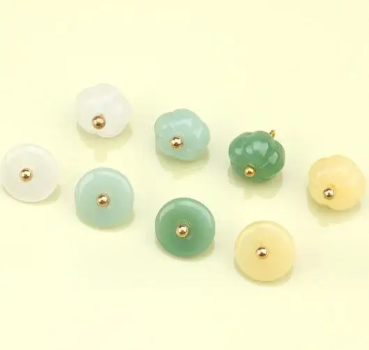 10pcs/Lot Size:10mm Imitation Jade Glass Buttons small Pumpkin Shape and Round Shape Button Women's Shirt Sewing (SSA-3319)