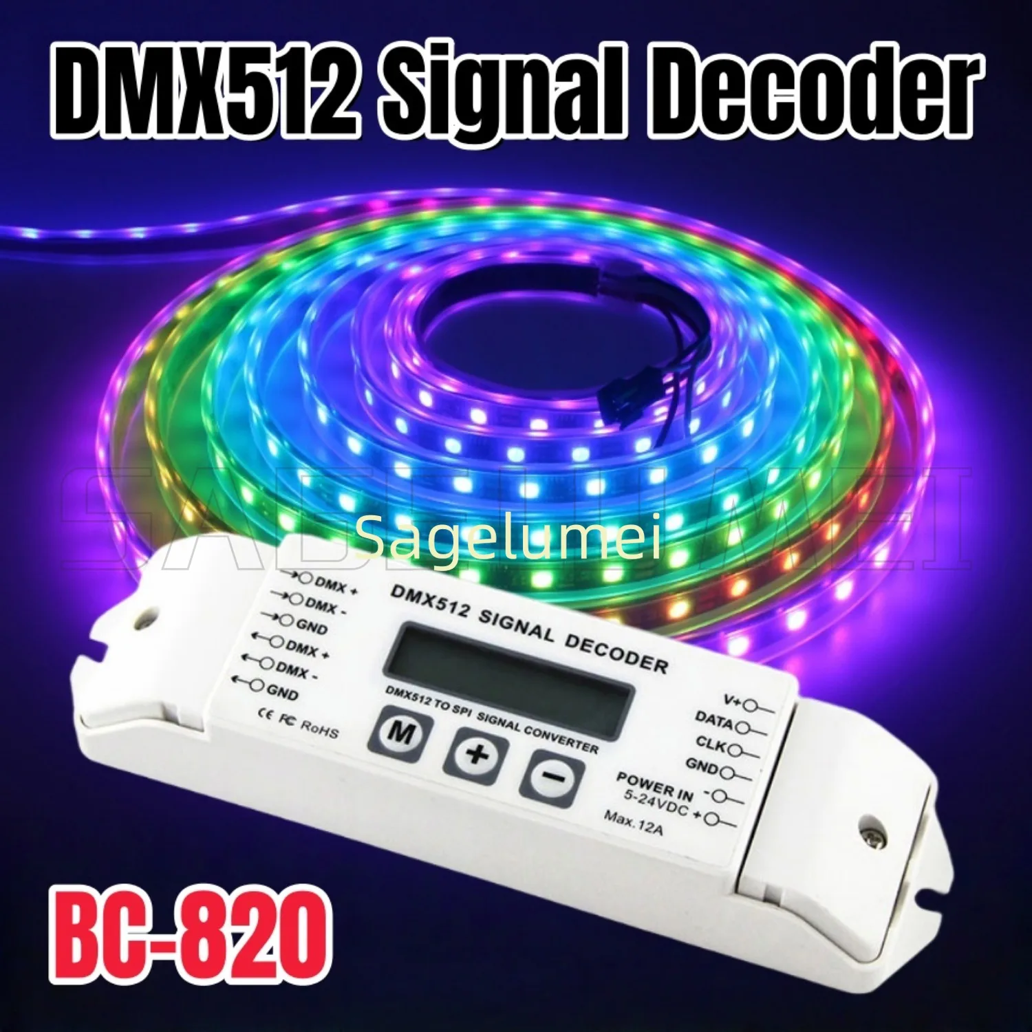 DMX-SPI Signal Decoder convertor for LPD6803 LPD8806 WS2811 WS2801 WS2812B pixel led light DMX to SPI DMX512 Controller