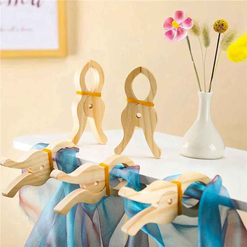 A19F-12 Stück Holzspielklammer, handgefertigt, riesige Klammer, Spielzeug, Holzklammern für Vorhänge, Kleiderschränke, Balkon, kreative Holzklammern