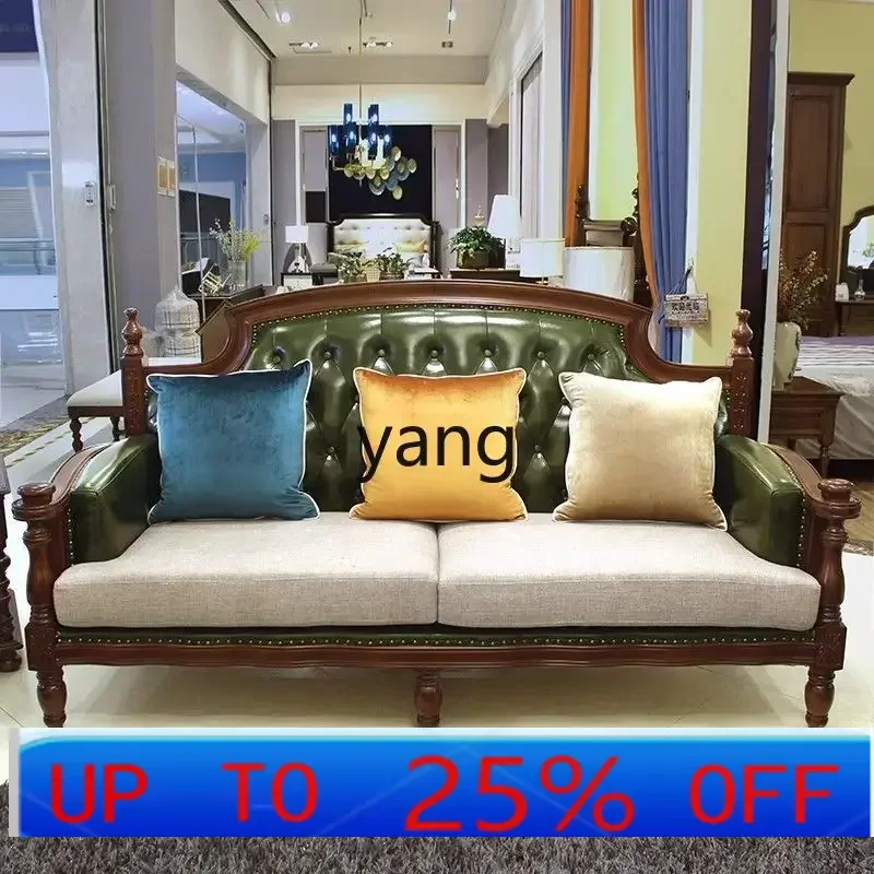 

Ltt All Solid Wood Sofa Combination Furniture Living Room Bedroom Leather Art Sofa Three
