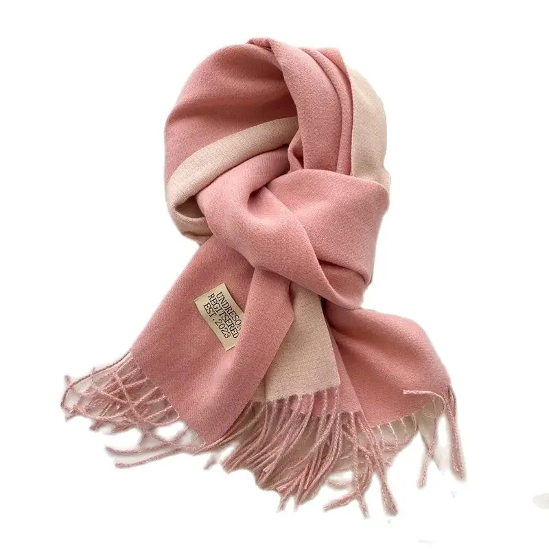 Scarf Female Winter Korean Version Of Everything Color Light Pink Gray Orange Scarf Thickening Windproof Neck Cover Soft