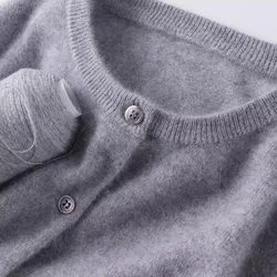 Temperament is bursting! Custom autumn and winter cashmere cardigan women's round neck men's short sweater coat loose tide