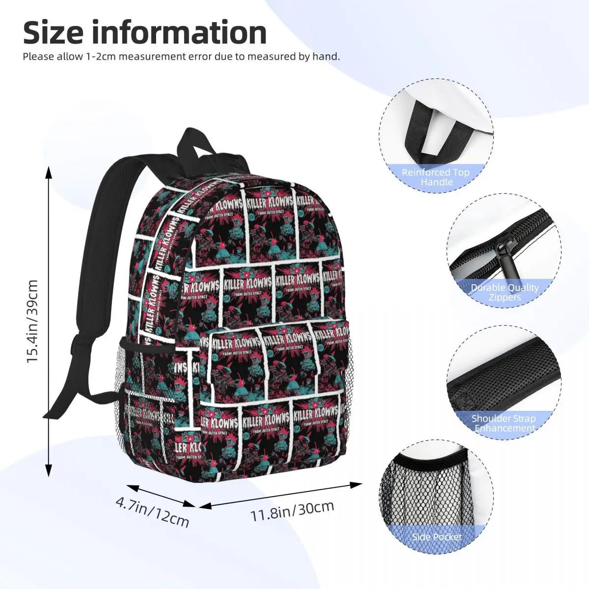 Killer Klowns From Outer Space Backpack Student BookBag Children School Bag Computer Shoulder Bags for Boys Girls