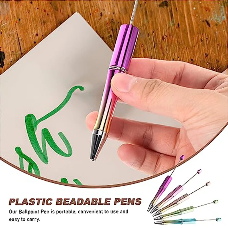 50Pcs Electroplated Gradient Bead Pens Writing Pens
