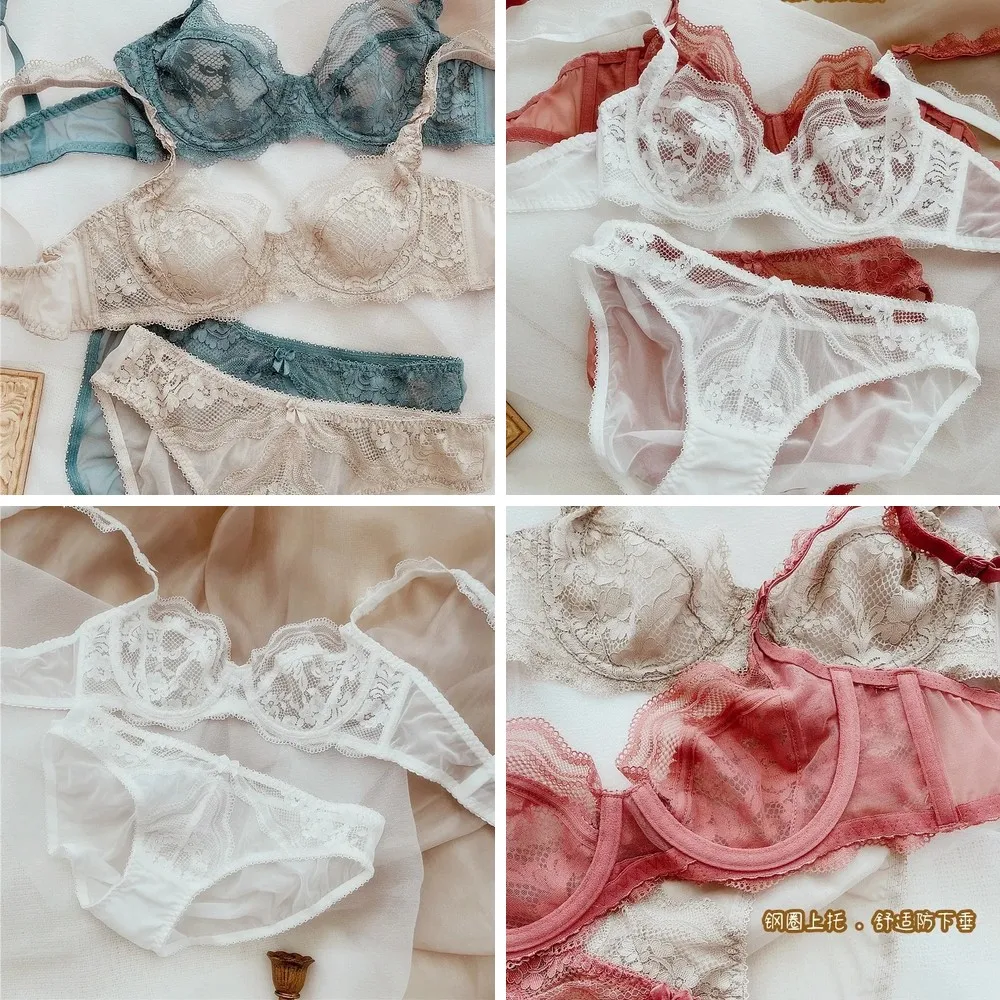 

Ultra-Thin Lace Bra & Panty Set, Push-Up with Light Padding, Sheer Lingerie in Large Sizes
