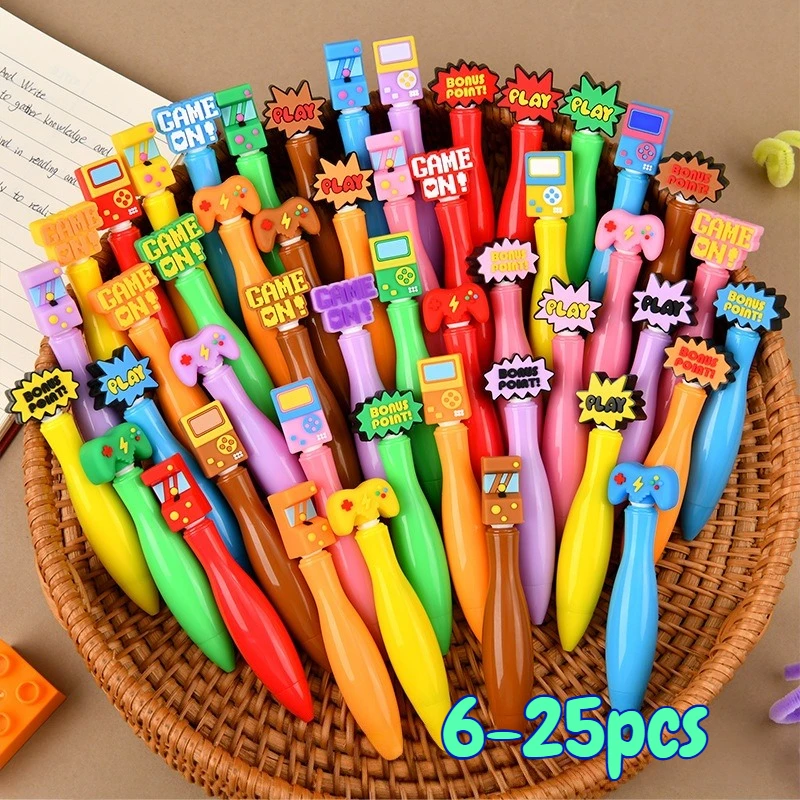 

6/12/25Pcs Twist Open Ballpoint Pen,Retro Game Bowling Cartoon Black Ink Ball Pen,Writing Stationery for Student Office Daily