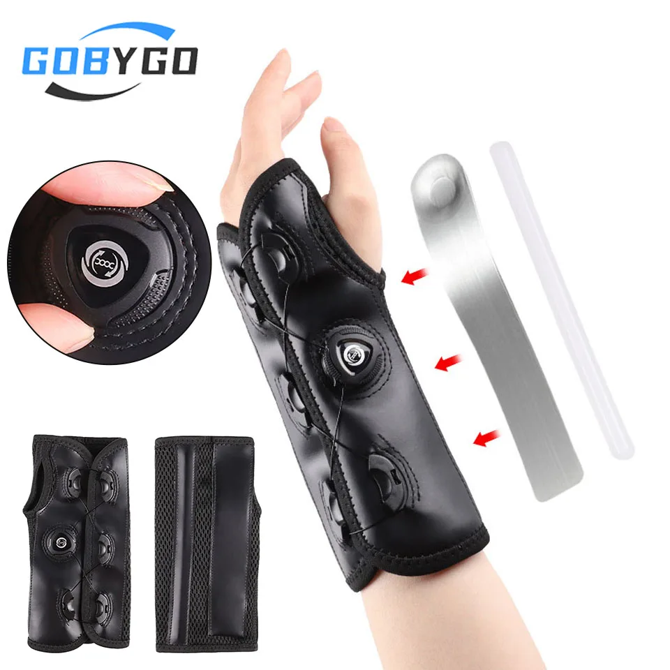 

GOBYGO 1 шт., ручка, защита запястья, съемная стальная пластина, сухожильная оболочка, удобный бандаж на запястье, регулируемая фиксация, защита от сжатия
