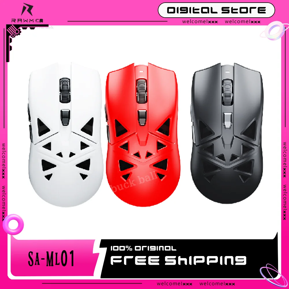 

Rawm Sa-Ml01 Gamer Mouse Usb/2.4g/Bluetooth Paw3395 Wireless Mouse 3 Mode Sa-MH01 Sensor 650IPS Lightweight Esports Gaming Mice