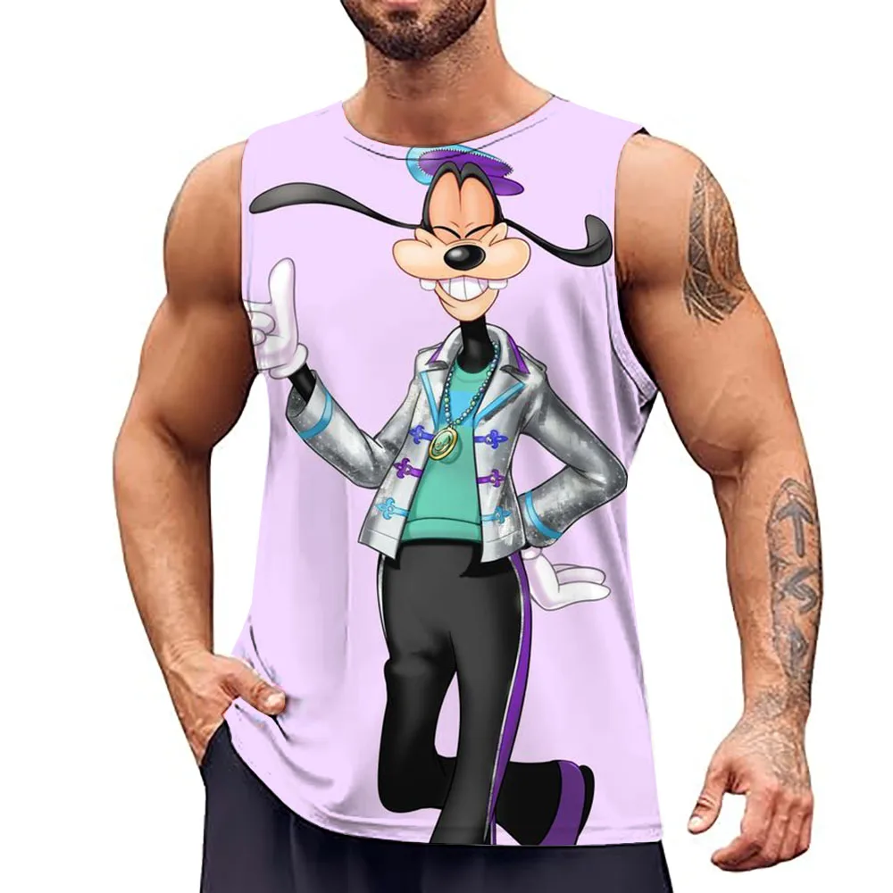 

Мужская майка в стиле ретро с 3D принтом Goofy, рубашка без рукавов с круглым вырезом, свободная уличная одежда, летняя модная повседневная майка