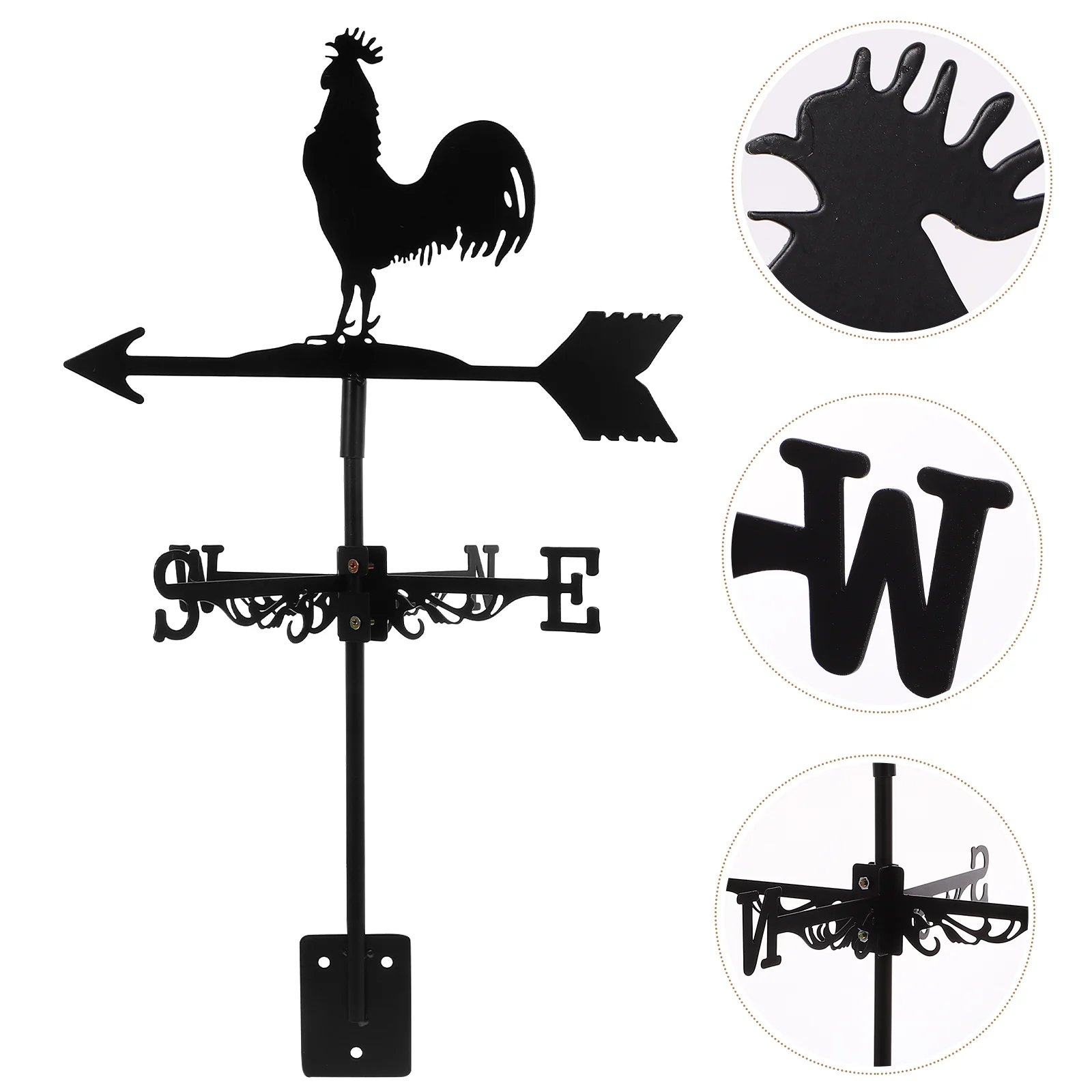 

Rooster Silhouette Statue Roof Weather Vane Lawn Decorations Iron Weathervane Wind