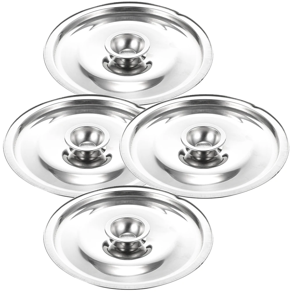 

4 Pcs 14cm Oil Pot Lids Stainless Steel Seasoning Covers Universal Cookware Kitchen Parts Practical Easy Use