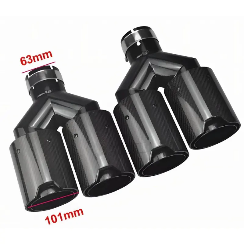 Carbon Fiber Tailpipe For BMW 63MM In 101MM Out Dual Exhaust Twin End Tips TailPipe Muffler Exhaust Pipe Tip Nozzle Exhaust Head