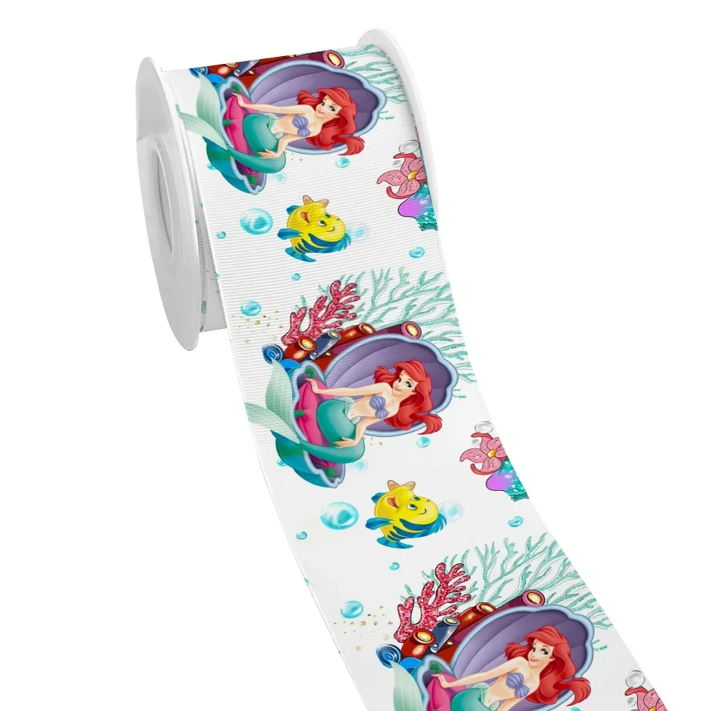 10 Yards Mini Disney Cartoon Winnie the Pooh Ribbon The Little Mermaid Printed Grosgrain Ribbon For Hair Bows