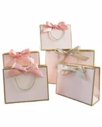 10pcs wedding party supplies Pretty Pink Gift Bag Gift Box Ornament Pajama Book Black Handle With Ribbon Paper Box Bag Kraft Pac