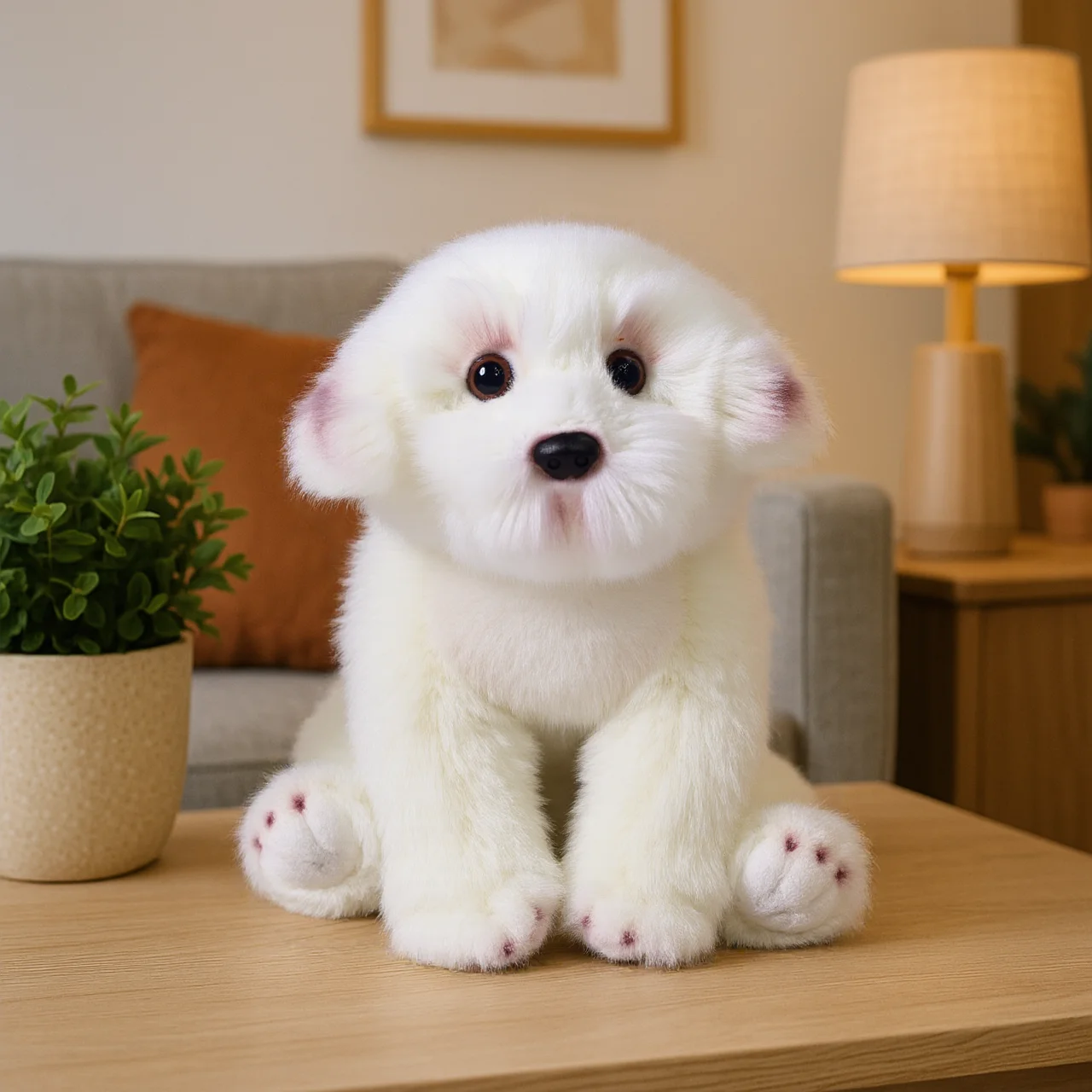 Realistyczny pluszowy pies maltańczyk, wypchana zabawka szczeniak, miękka pluszowa poduszka, prezent urodzinowy dla dzieci i dorosłych, biały