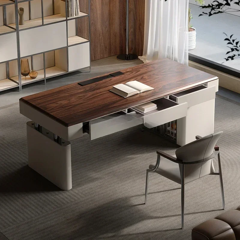 desk walnut Italian light luxury study home boss home office solid wood computer desk