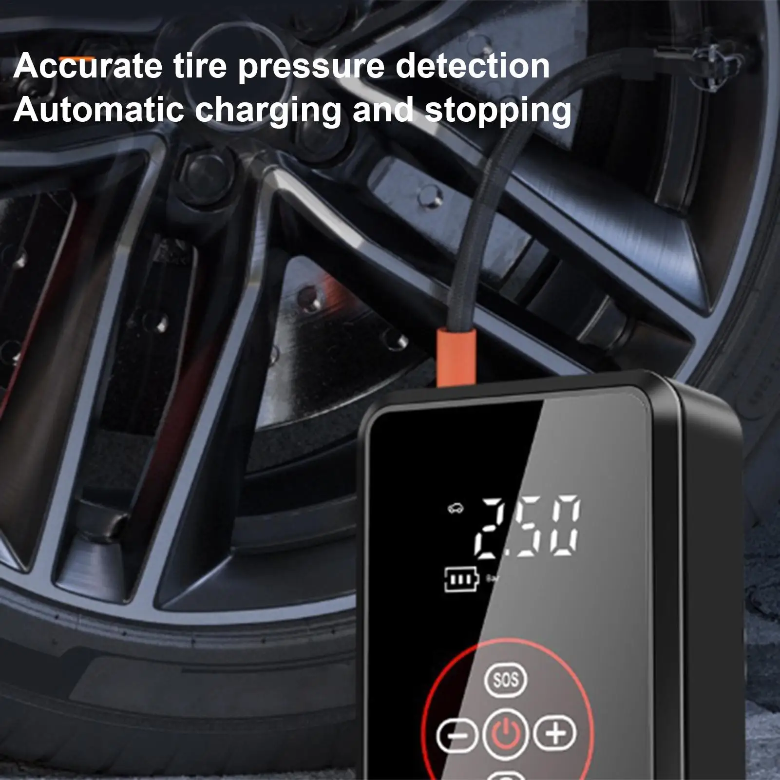 

Tire Inflator Portable Tire Inflator Auto Shut-Off Electric Rechargeable Pump With LED Screen Car Accessories For Motorcycle