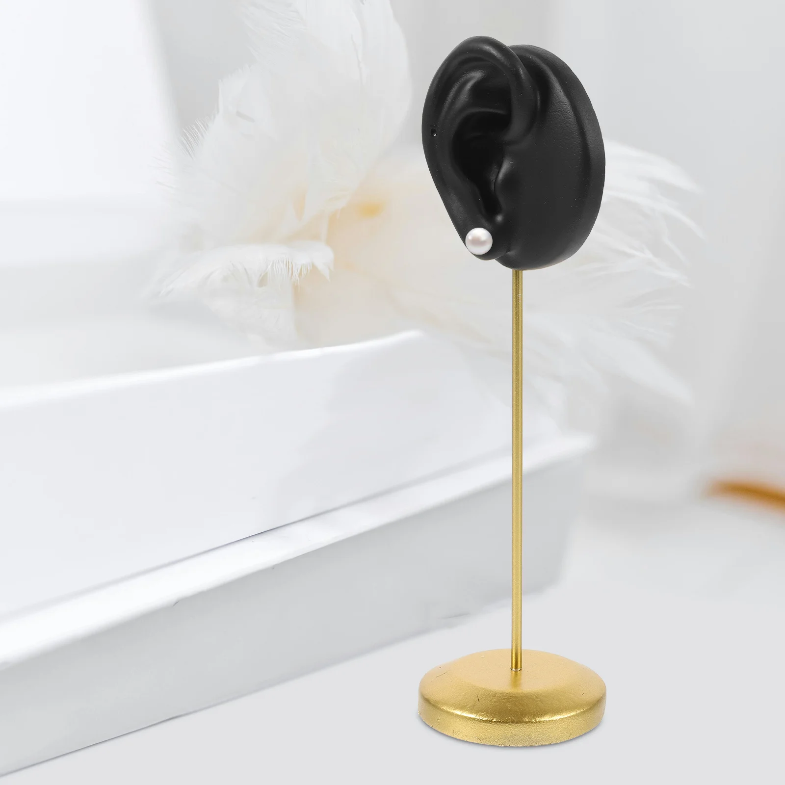 Earring Display Stand Human Ear Resin Jewelry Holder Stable Metal Base Earrings Organizer Shop Display Rack Jewelry Storage