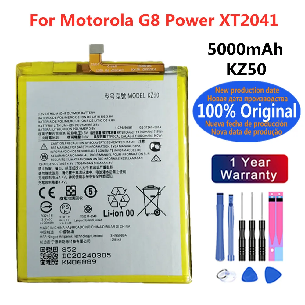 

Высококачественный аккумулятор для телефона KZ50 5000 мАч для Moto Motorola G8 Power XT2041, аккумулятор для мобильного телефона, в наличии + бесплатные инструменты