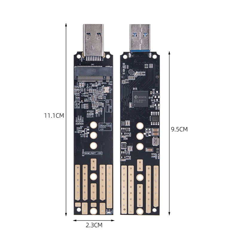 Dual Protocol M.2 SATA/NVME SSD Adapter Convert Card Board JMS581DL Chip M2 to USB 3.1 Type-A Support 2230 2242 2260 2280 M2 SSD