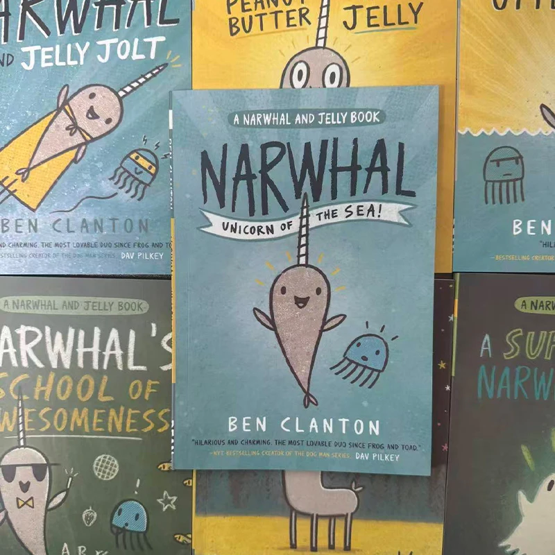 8 Books/set Narwhal and Jelly Book Series Ben Clanton Kids Graphic Novel Comic Book New York Times Bestseller Early Reader Book
