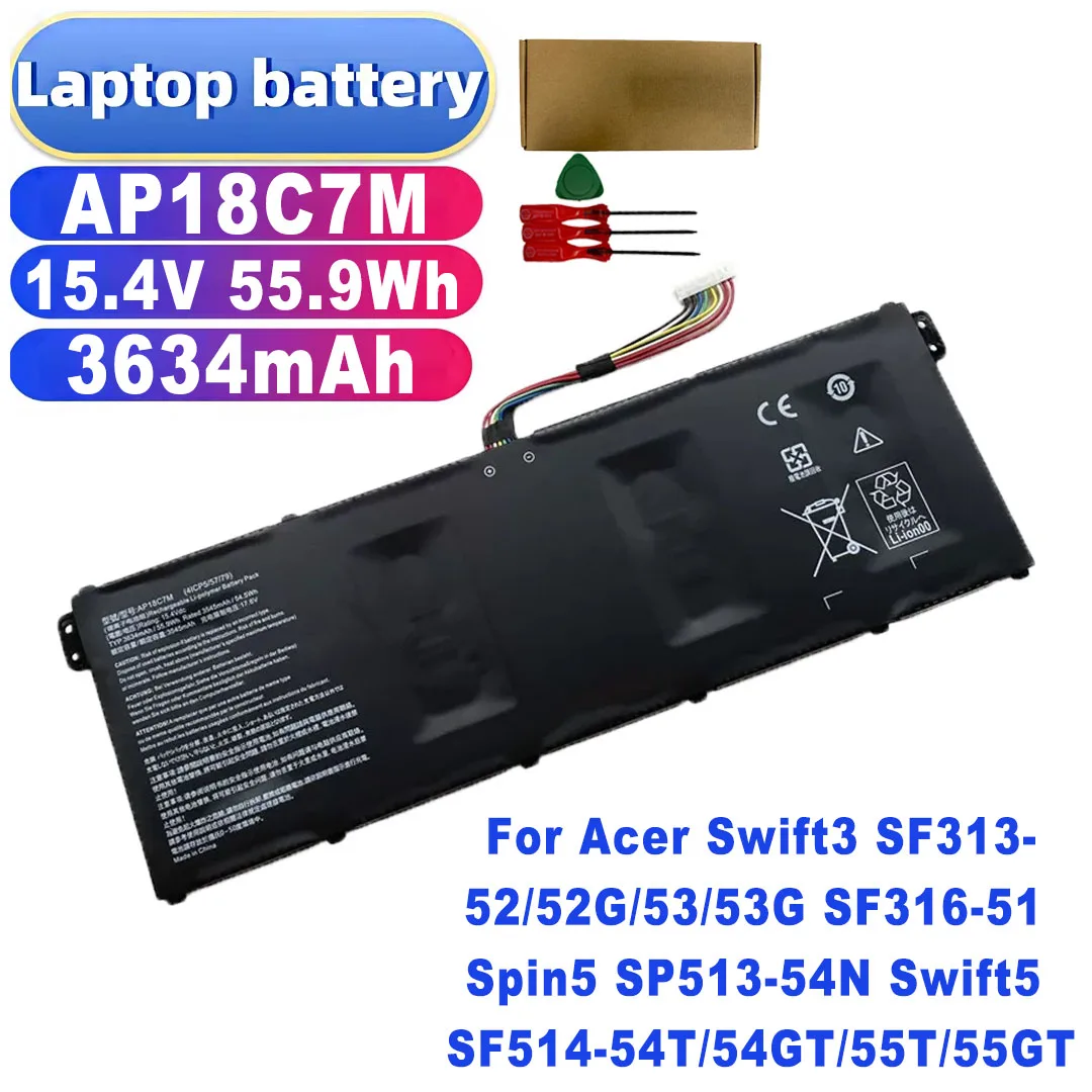 AP18C7M AP18C7K 15.4V 55.9Wh Battery for Acer Swift3 SF313-52/52G/53/53G SF316-51 Spin5 SP513-54N Swift5 SF514-54T/54GT/55T/55GT