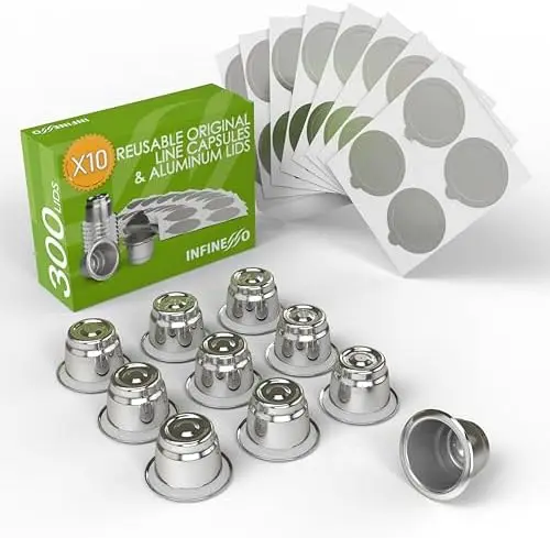 

10 Reusable Nespresso Pods + 300 Foil Lids – Compatible with OriginalLine Machines