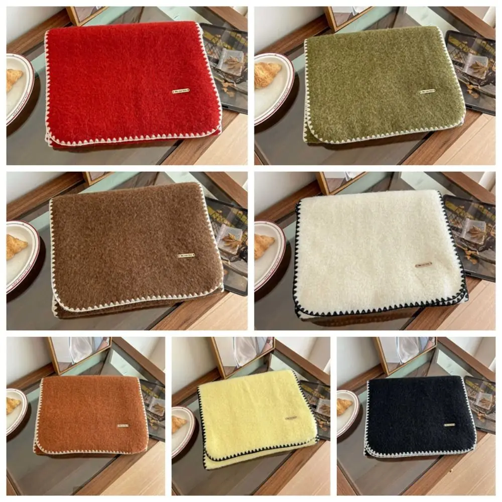 هدايا البوليستر قفل حافة الشتاء وشاح لينة كلاسيكية طويلة سميكة وشاح الرقبة الباردة واقية بلون المرأة دفئا وشاح عيد الميلاد #6