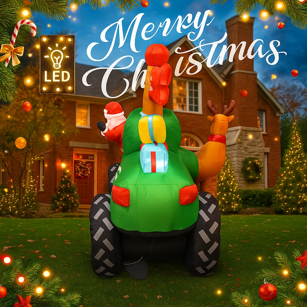 Camion monstre gonflable géant de noël de 5,9 pieds, jouet père noël avec lumières LED, décoration de pelouse de cour de noël, fournitures de fête à domicile, ornement