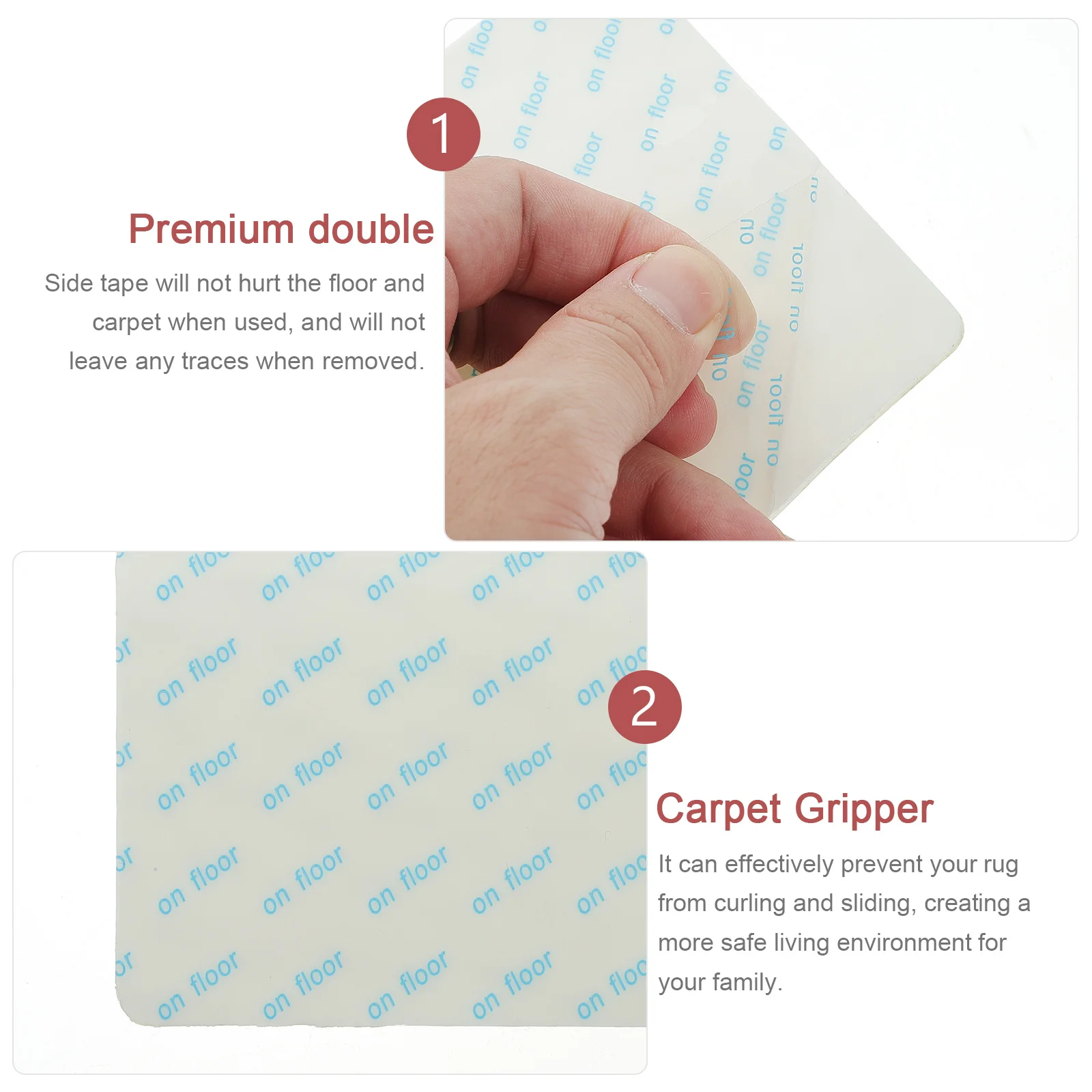 

8Pcs Tape Double Sided Carpet Tape for Area Rugs Non Slip Rug Corner Grippers for Hardwood Floors Carpet Gripper