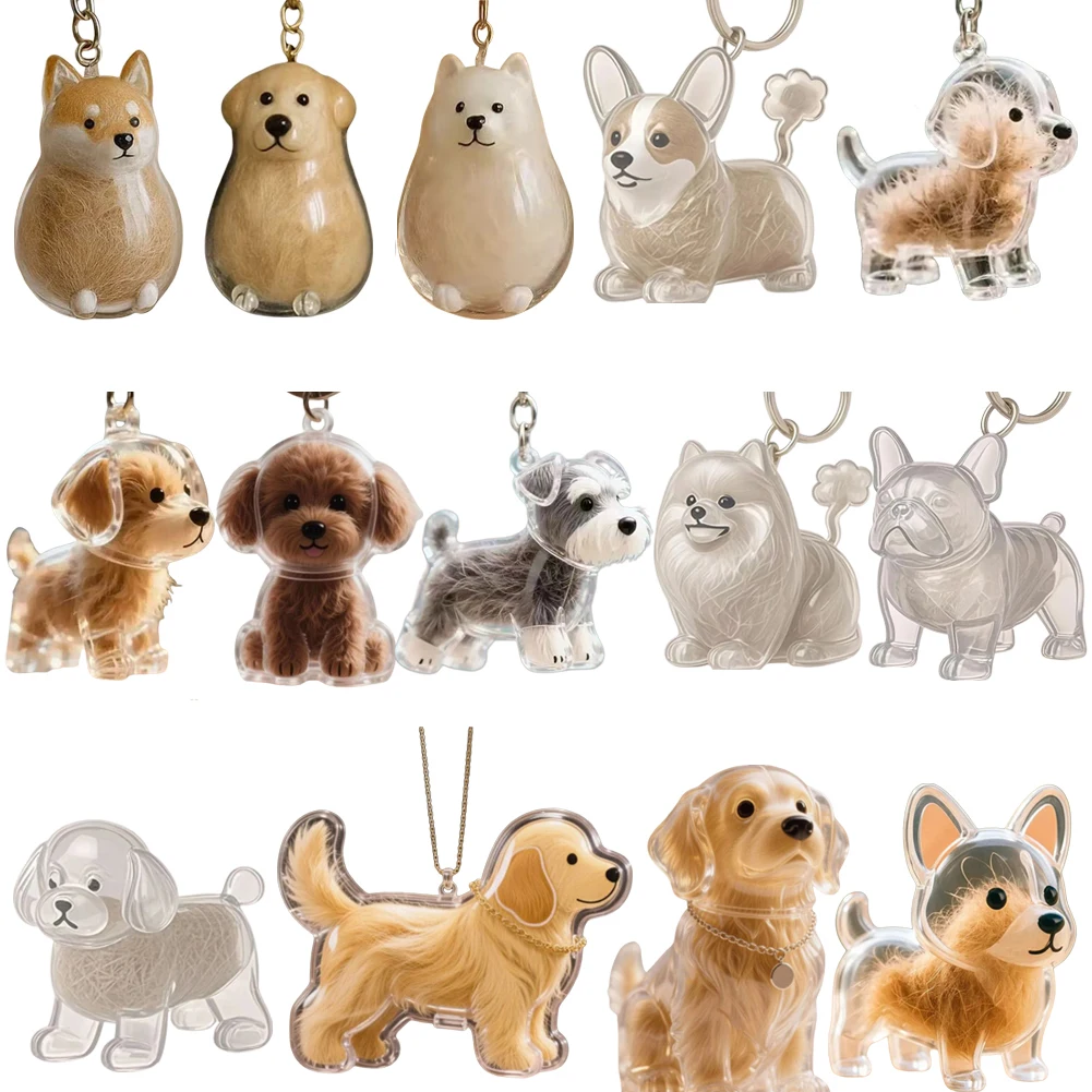 Dog Hair Collector Keychain Waterproof Transparent Bottle Charm Wear Resist Memorial Storage Box Portable Pet Memory Capsule