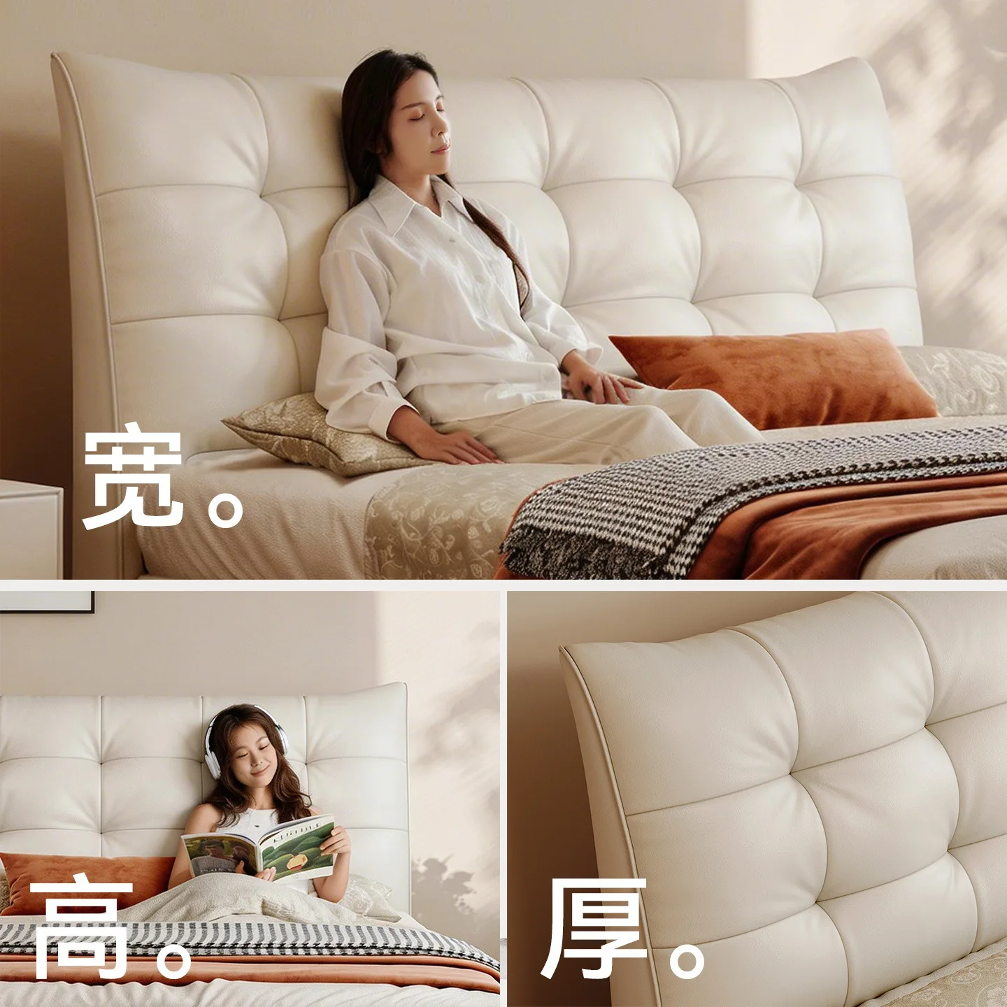 Limited-time specialShu Big black bear first-layer cowhide double master bedroom bed Small apartment soft bag leather bed