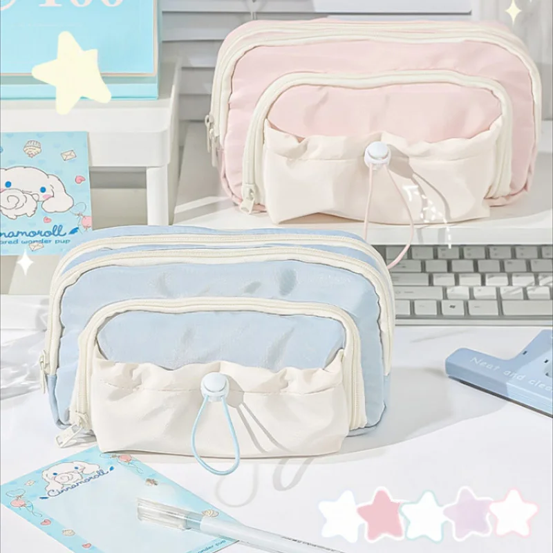 Grande Capacidade 5-Layered Lápis Sacos para Meninos e Meninas, Kawaii Frente Bolso Lápis Pouch, Papelaria Escola, Estojo Criativo, Presentes