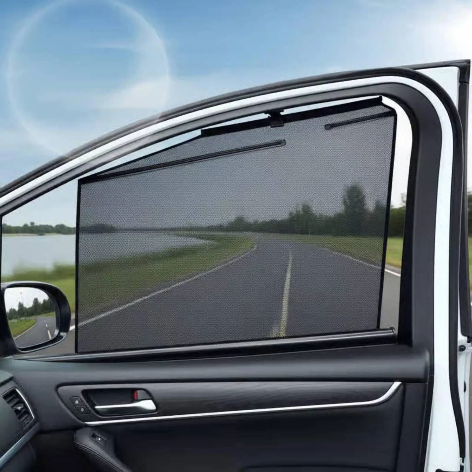 Auto Window Curtain with Effortless Raising Function Car Synonym Retractable Sun Shade for Family Travel