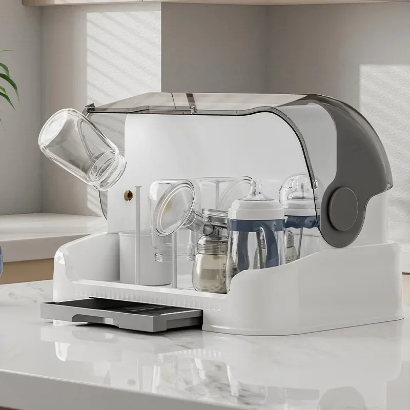 

Сливная полка для бутылочек для кормления, держатель для чашки для кормления сосков с крышкой, сушилка для хранения, машина для чистки и сушки бутылочек