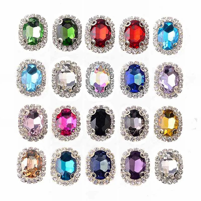 DIY 쥬얼리 SKYE CIEL DIY Accessories 10Pcs/pack 15*20mm 4-hole Sewing Jewelry Handmake Fitting Rhinestones Embellishments Caps Decorations