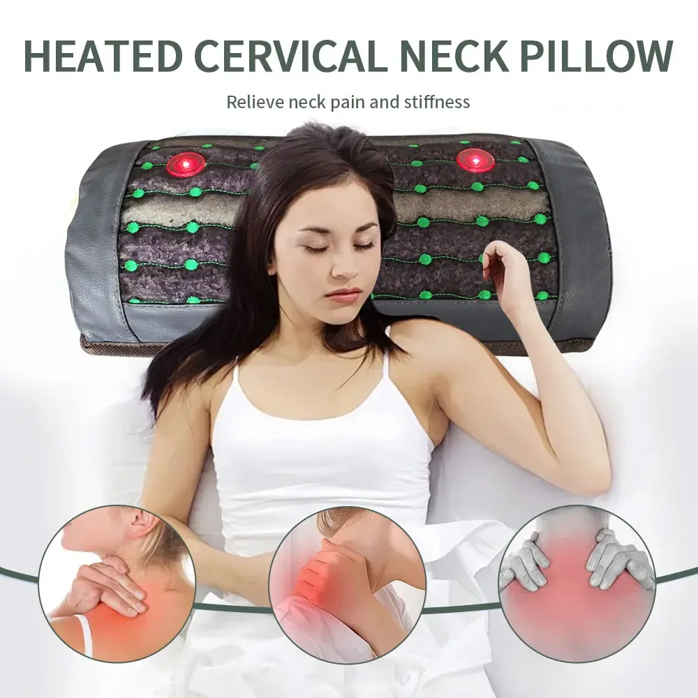 

PEMF Photon Energy Heating Massage Pillow With Red Light Ergonomic Design Helps Correct Sleeping Posture And Energy Recovery