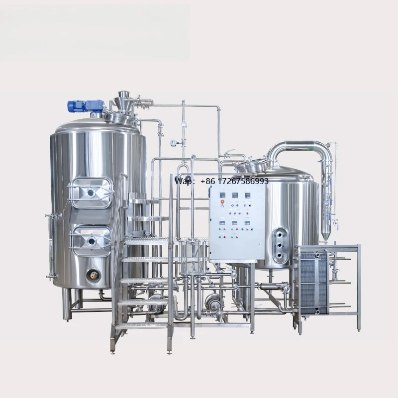200L Combined 3 Vessel Brewhouse Beer Brewing Equipment Stacked Tank Save Space Designed Brewery Layout