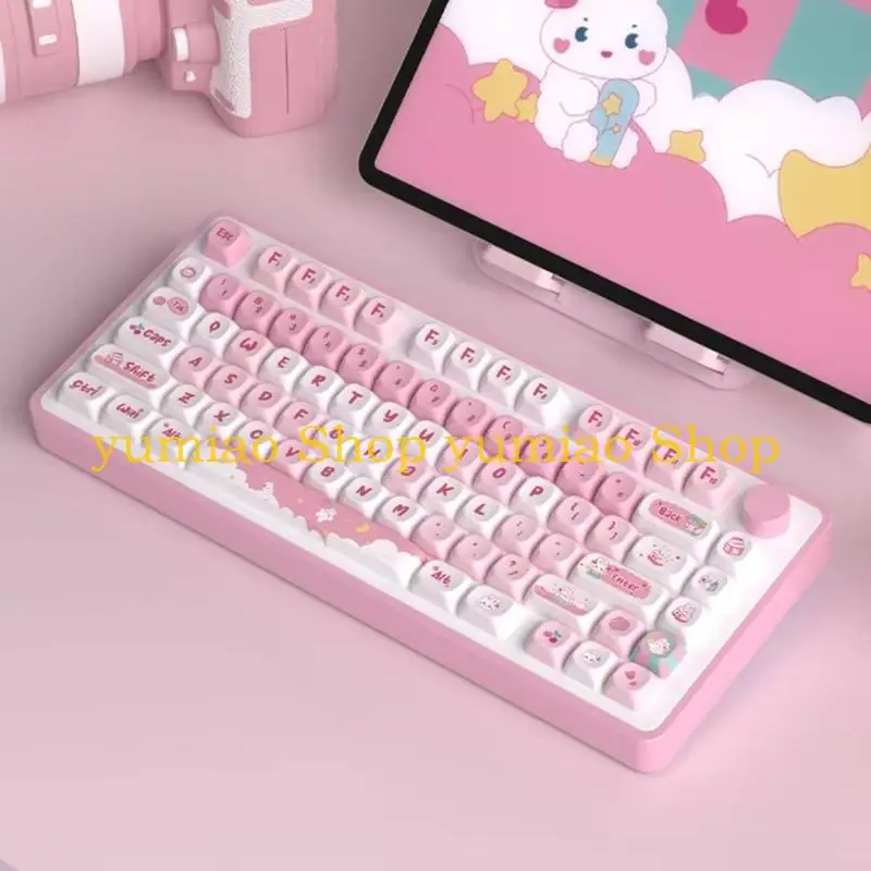 587B Cartoon Rabbit Keycaps Keycap Set 138PCS For 61 104 108 Layout Mechanical Keyboards Decoration
