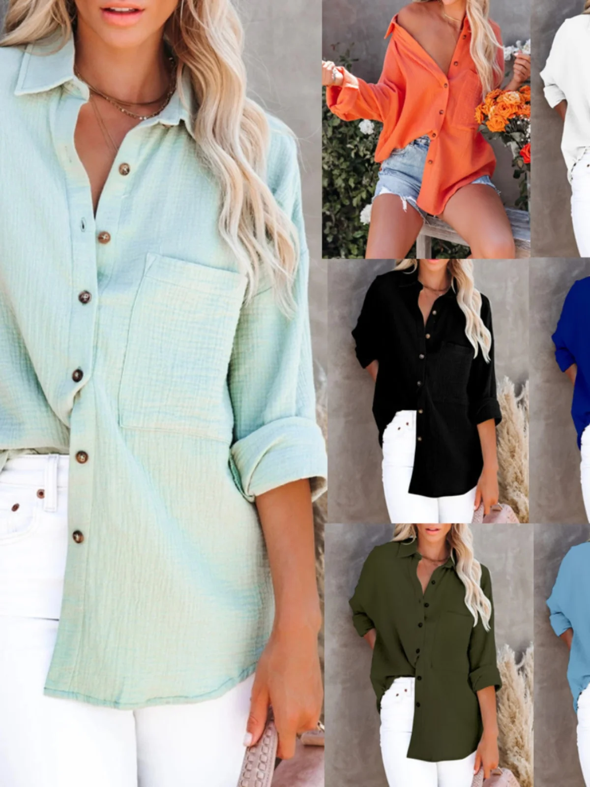 

Women's Long Sve Cotton Linen irt Buttoned Loose Fit Polyester Fiber Summer Season Color Open Cardigan Sle