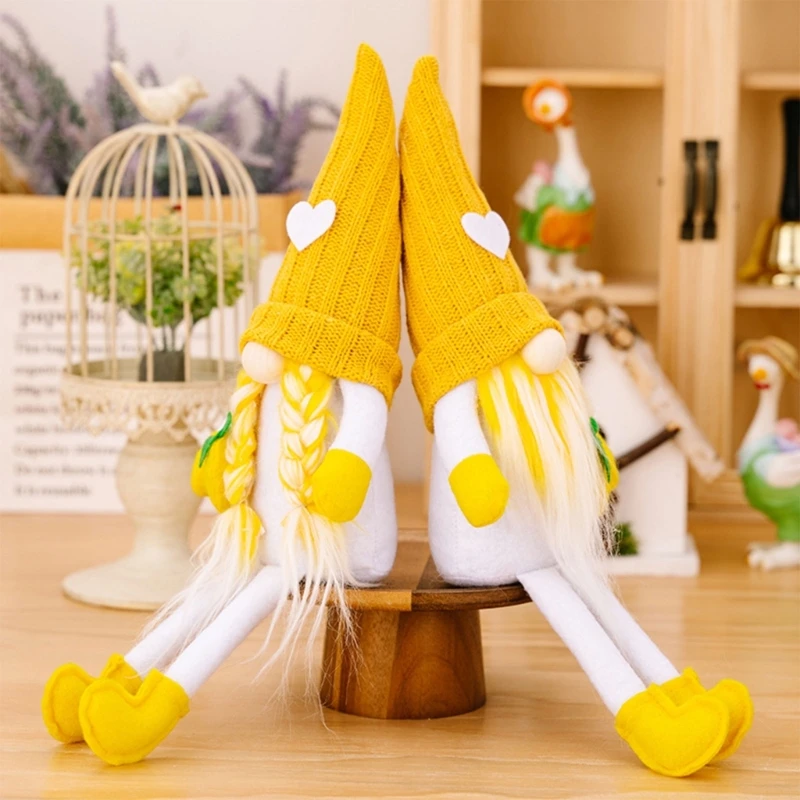 Ciondolo gnomo limone estivo a gamba lunga peluche simpatico elfo bambola ornamento per decorazione del desktop del da