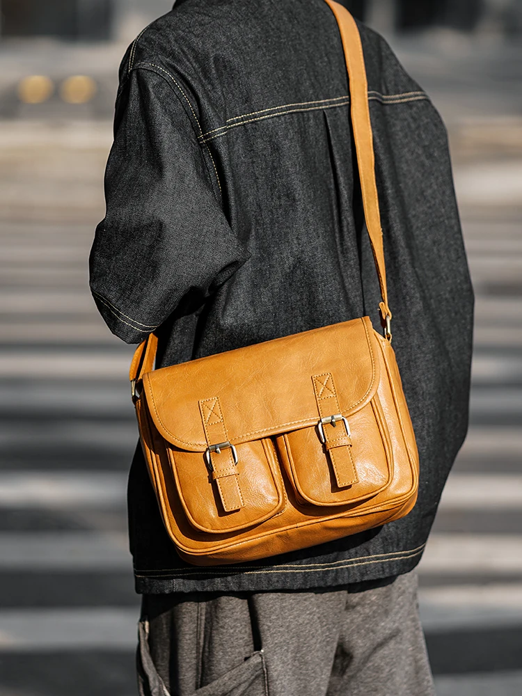 

Street Sle Men's Menger Bag Faionable Flip Cover oulder Bag Outdoor Cycling Crossbody Bag Youth Soft PU Leather
