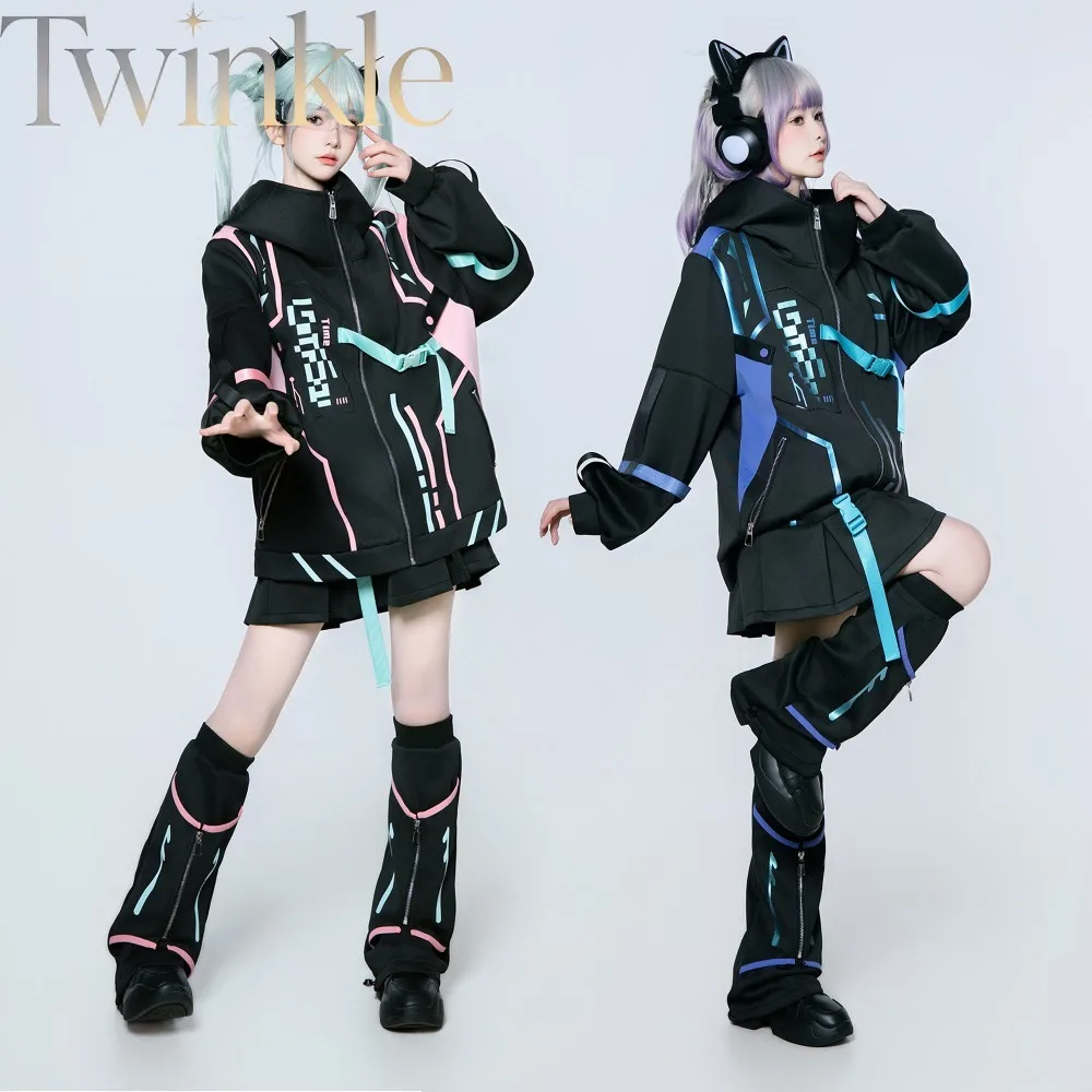 Y2K Anime Fashion Techwear Jacket Women Gamer Girl Japanese Streetwear Cyberpunk Casual Outfit