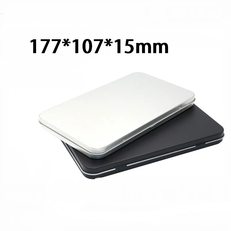 Large Metal Lettering Tin Box Flat Rectangular Cosmetic Cases Hinged Containers Desk Painting Brush Organizer Storage Box